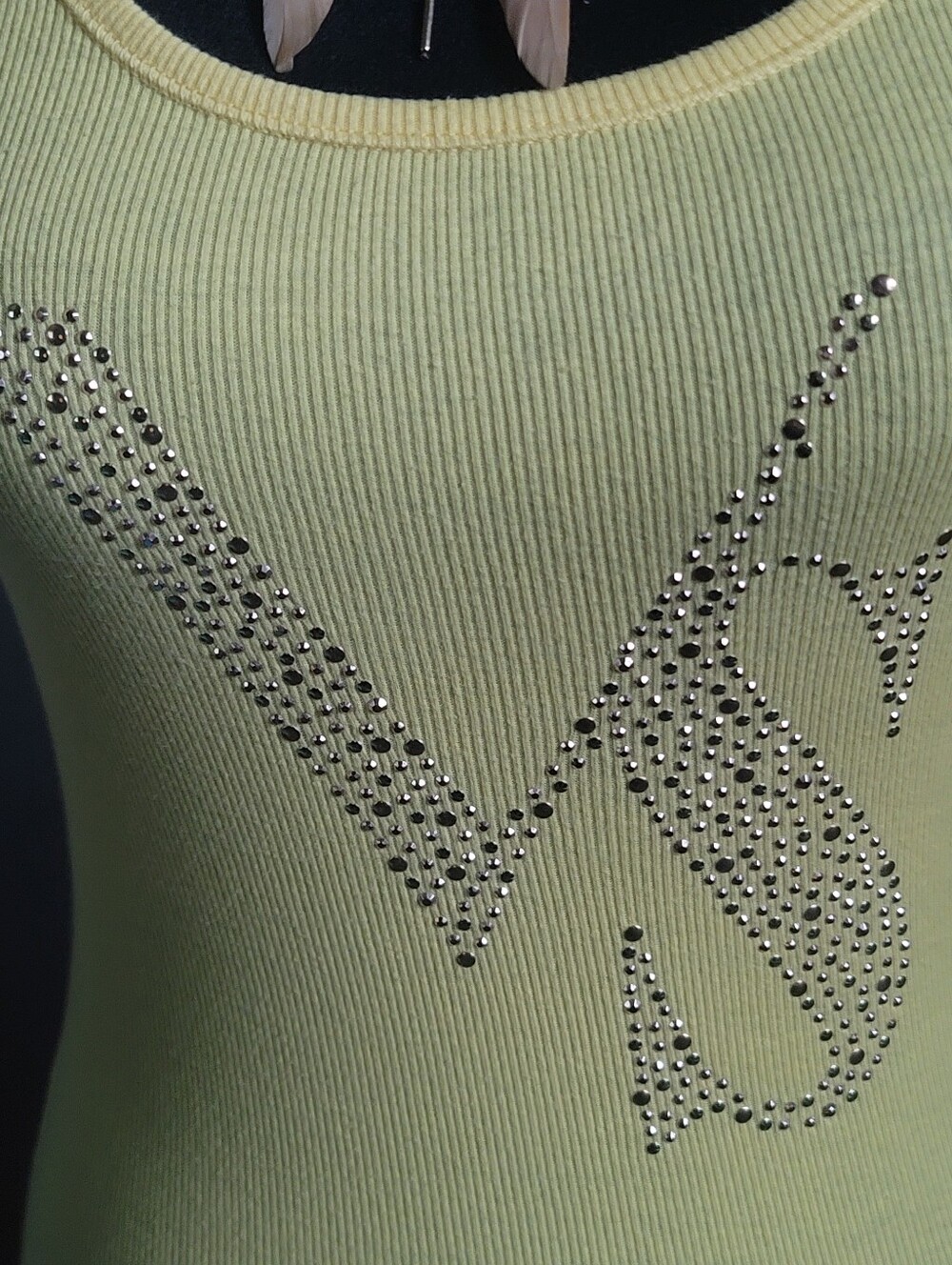 Yellow Rhinestone Logo Ribbed Tank Top - Unbranded - Picture 3 of 4